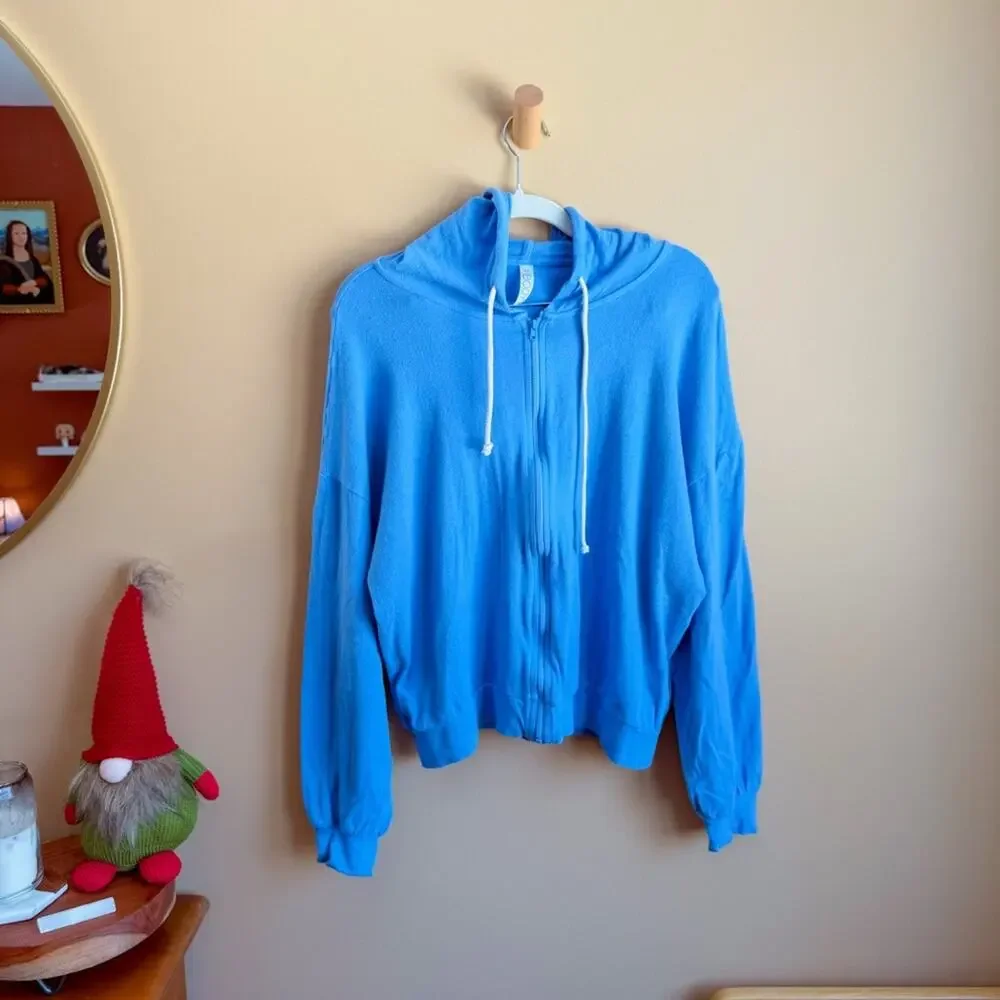 Cotton On Body Hooded Zip Through Modal Cotton Blend Adrift Blue Size Small